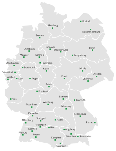 Deutschlandkarte mit Fachhandels-Gebieten